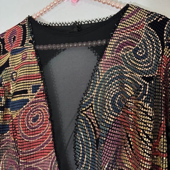 Vintage Janine metallic mosaic party dress size M - Picture 11 of 16